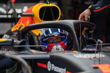 Macaristan GP GP GP F1 2025 3 Ağustos 2025 tarihinde Budapeşte, Macaristan - Formula 1 Red Bull için Max Verstappen sürücüsü