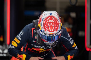 Macaristan GP GP GP F1 2025 3 Ağustos 2025 tarihinde Budapeşte, Macaristan - Formula 1 Red Bull için Max Verstappen sürücüsü