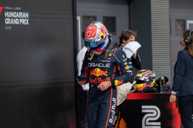 Macaristan GP GP GP F1 2025 3 Ağustos 2025 tarihinde Budapeşte, Macaristan - Formula 1 Red Bull için Max Verstappen sürücüsü