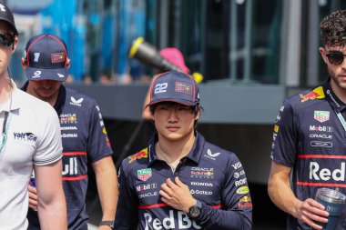 Macaristan GP GP GP F1 2025 3 Ağustos 2025 tarihinde Budapeşte, Macaristan - Red Bull için Formula 1 Yuki Tsunoda sürücüsü