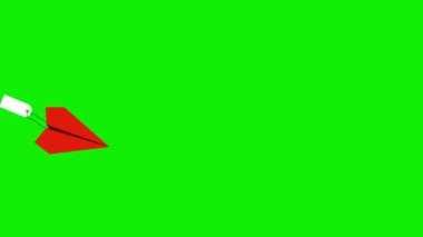 İndirim kuponuyla uçan el yapımı kağıt uçak grafikleri 4k yeşil ekran