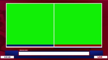 Canlı flaş haber. Üçüncü, yeşil ekran ve zaman kutuları 4K animasyon döngüsü.