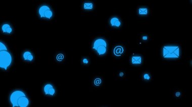 Sembollerde mavi e- posta akan animasyon 4k