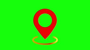 kırmızı konum simgesi Pin işaretleyici animasyon 4k yeşil ekran