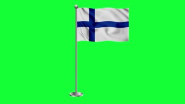 Finlandiya bayrağının dalgalanması 3D animasyon yeşil ekran 4k