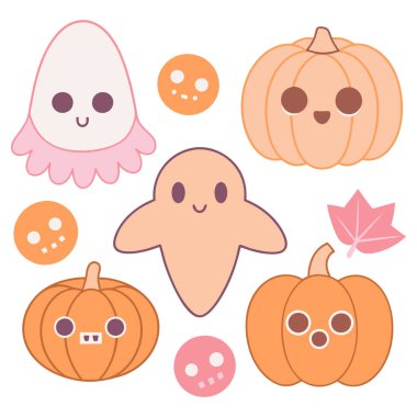 Cadılar Bayramı kabağı arkaplan vektör çizimi kümesi