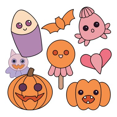 Cadılar Bayramı arka plan dekorasyon unsurları illüstrasyonu