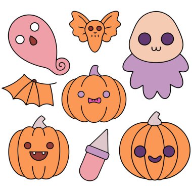 Cadılar Bayramı arka plan dekorasyon unsurları illüstrasyonu