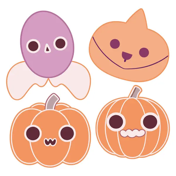 Cadılar Bayramı kabağı arkaplan vektör çizimi kümesi