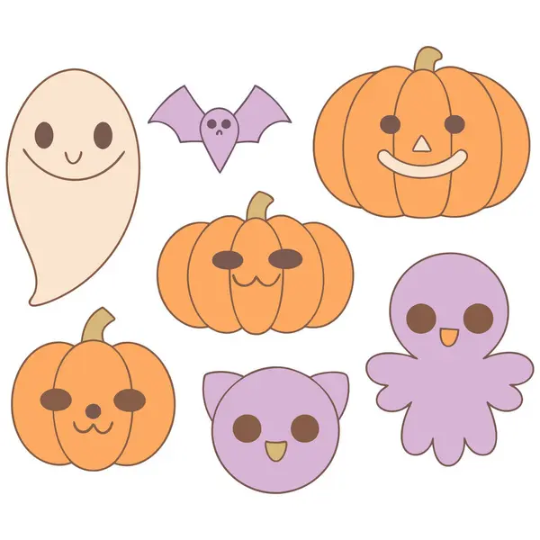 Cadılar Bayramı kabağı arkaplan vektör çizimi kümesi