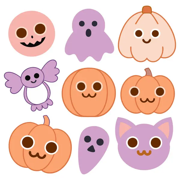 Cadılar Bayramı arka plan dekorasyon unsurları illüstrasyonu