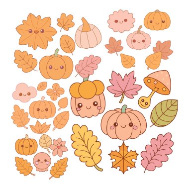 Cadılar Bayramı dekorasyonu, balkabağı arka planı ve Cadılar Bayramı elementleri seti kutlu olsun.