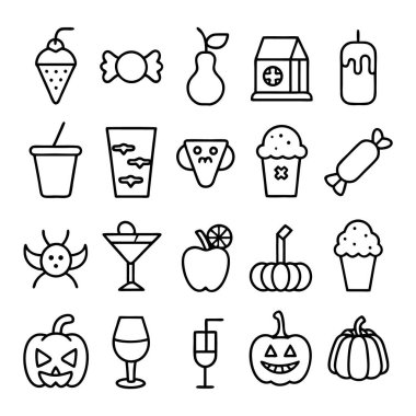 Cadılar Bayramı ana hatları ve clipart vektörü