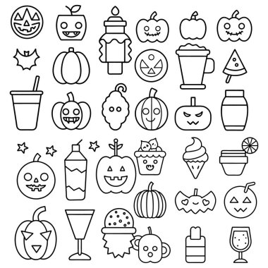 Cadılar Bayramı ana hatları ve clipart vektörü