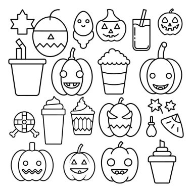 Cadılar Bayramı ana hatları ve clipart vektörü