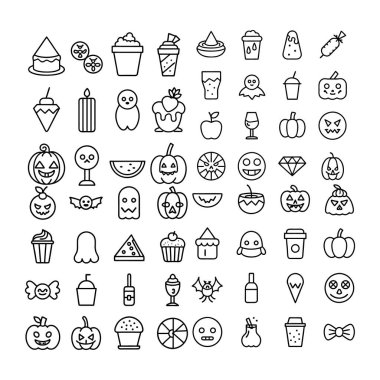 Cadılar Bayramı ana hatları ve clipart vektörü