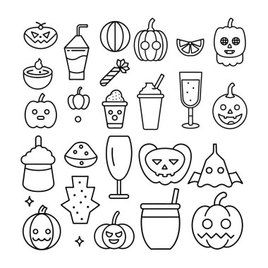 Cadılar Bayramı ana hatları ve clipart vektörü