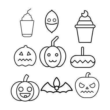 Cadılar Bayramı çizgi sanatı, özet ve clipart vektörü