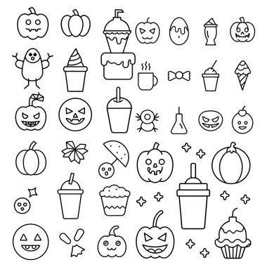 Cadılar Bayramı çizgi sanatı, özet ve clipart vektörü