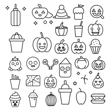 Cadılar Bayramı çizgi sanatı, özet ve clipart vektörü