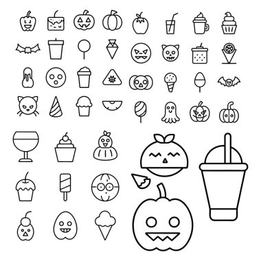 Cadılar Bayramı çizgi sanatı, özet ve clipart vektörü