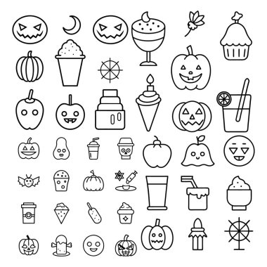 Cadılar Bayramı çizgi sanatı, özet ve clipart vektörü