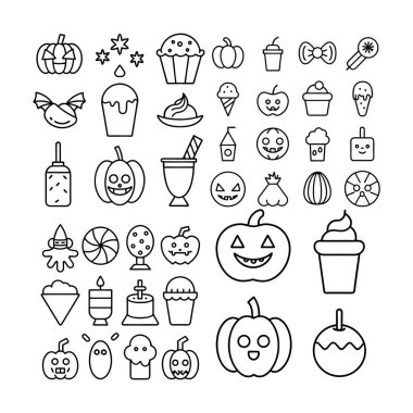 Cadılar Bayramı çizgi sanatı, özet ve clipart vektörü