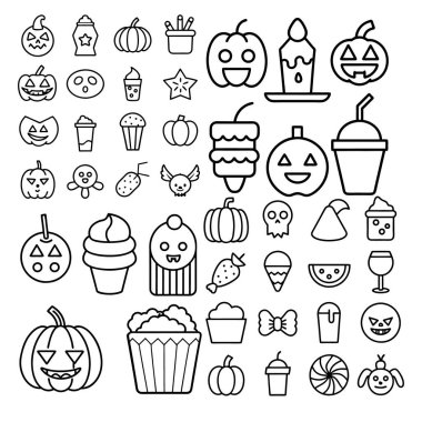 Halloween clipart, lineart, özet vektör çizimi