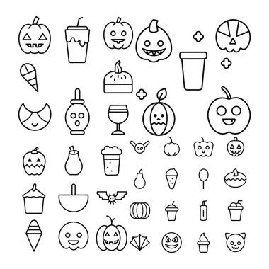Halloween clipart, lineart, özet vektör çizimi