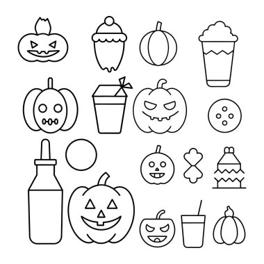 Halloween clipart, lineart, özet vektör çizimi