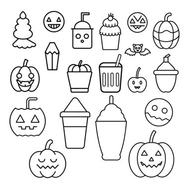 Halloween clipart, lineart, özet vektör çizimi
