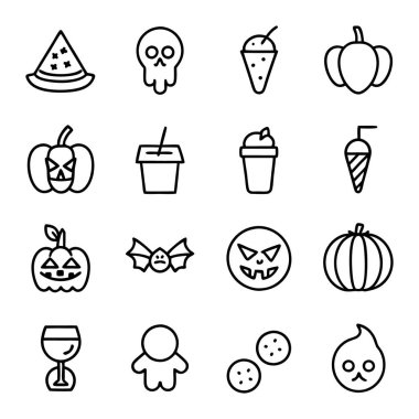 Halloween clipart, lineart, özet vektör çizimi