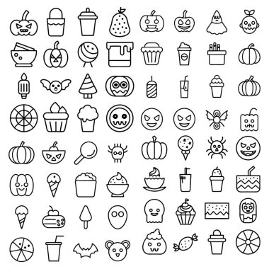 Halloween clipart, lineart, özet vektör çizimi