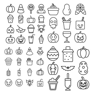 Halloween clipart, lineart, özet vektör çizimi