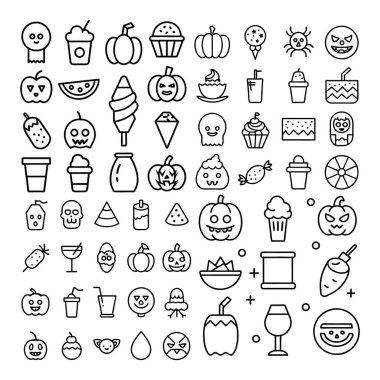 Halloween clipart, lineart, özet vektör çizimi