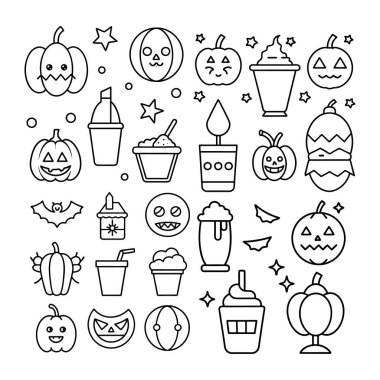 Halloween clipart, lineart, özet vektör çizimi