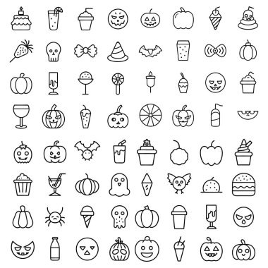 Halloween clipart, lineart, özet vektör çizimi