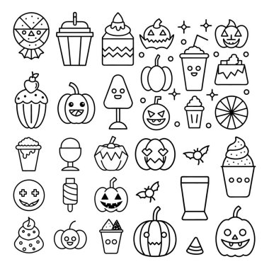 Halloween clipart, lineart, özet vektör çizimi