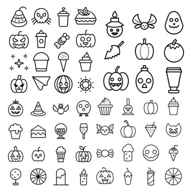 Halloween clipart, lineart, özet vektör çizimi