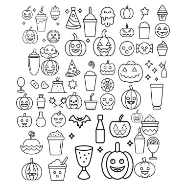 Halloween clipart, lineart, özet vektör çizimi