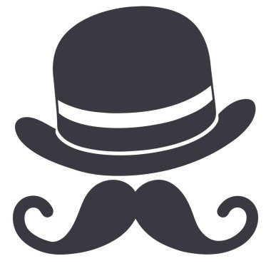 Bıyık ve şapka ikonu. vektör illüstrasyonu