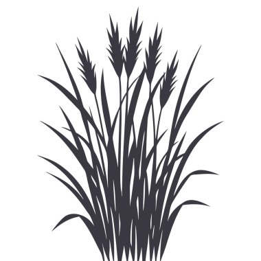 Çim ikonu. Siyah ve beyaz çizimler. vektör