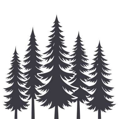 çam ağacı seti simgesi, basit siyah biçim tasarımı
