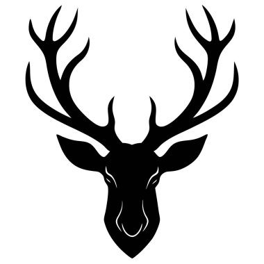 Beyaz arka planda bir geyiğin vektör illüstrasyon başı.