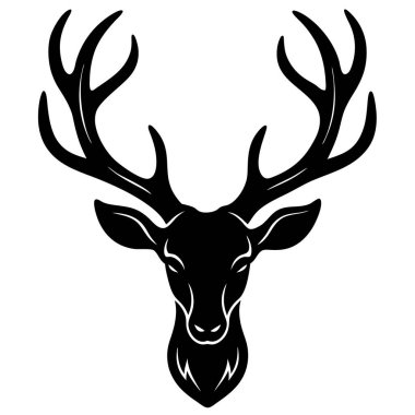 Beyaz arka planda geyik kafası silueti. Vektör illüstrasyonu