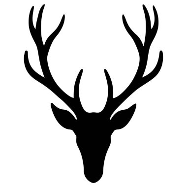 Beyaz arka planda geyik silueti. Geyik kafası. vektör illüstrasyonu.