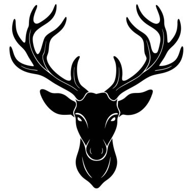 Geyiği siluet beyaz arka plan üzerinde kafa.