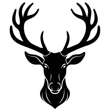 Beyaz arka planda izole edilmiş siyah bir geyiğin başı. vektör illüstrasyonu