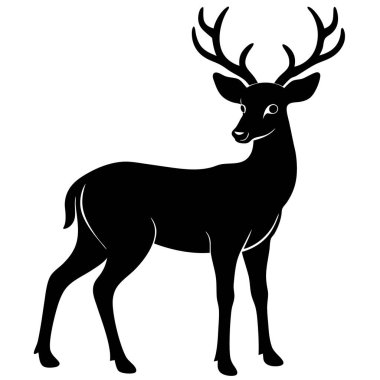 Beyaz arka planda siyah geyik silueti