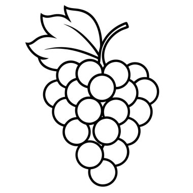 Taze üzüm meyve ikonu. Beyaz arkaplanda izole edilmiş web tasarımı için taze üzüm vektör simgesi taslağı